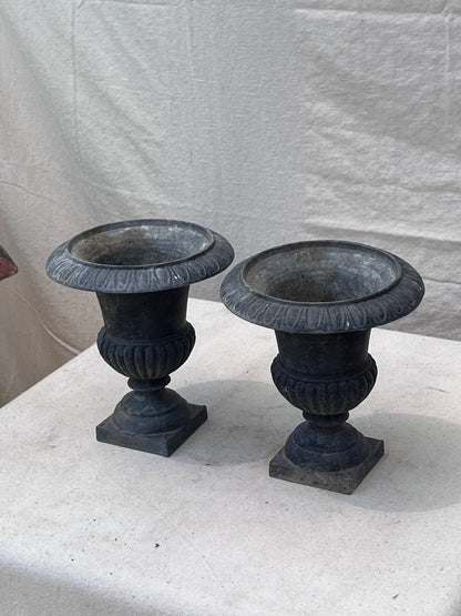 Neoclassical Cast Iron Urn Planter or Jardiniere (Set of 2)