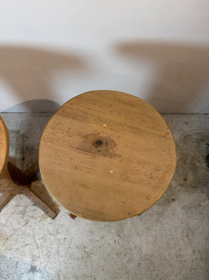 Pair of French Art Deco Style Oak Side Tables, Styled After Charles Dudouyt