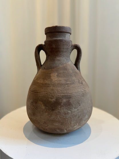 Antique Terracotta Amphora-Style Vessel with Double Handles
