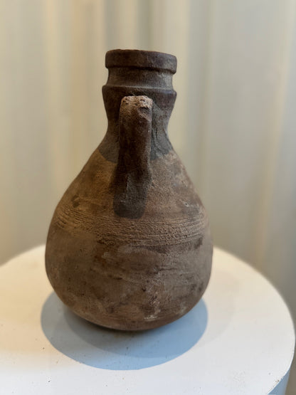 Antique Terracotta Amphora-Style Vessel with Double Handles