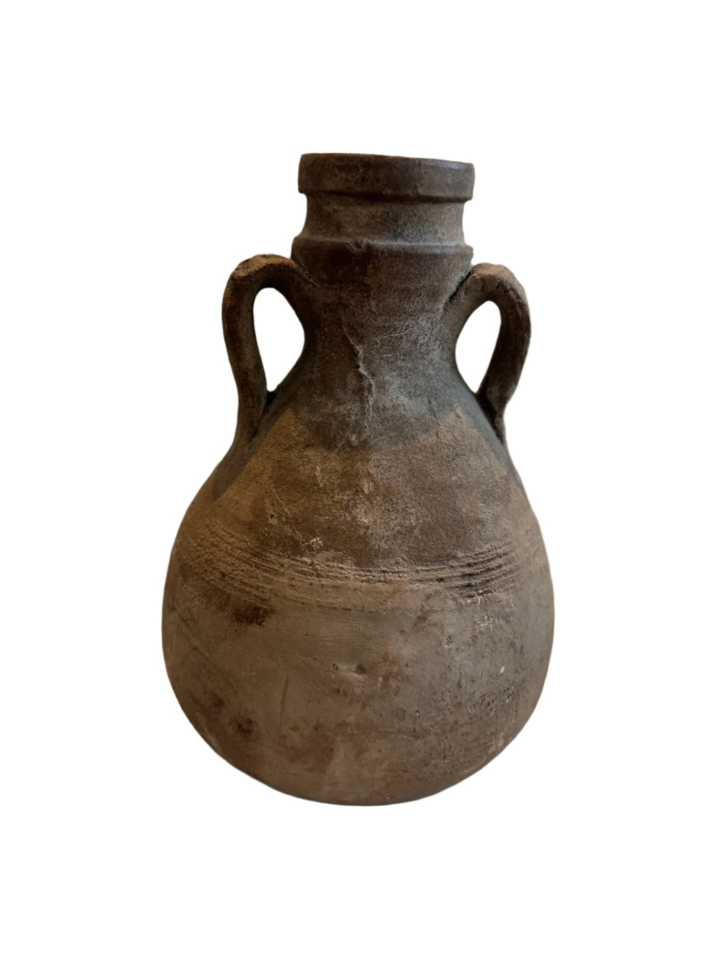 Antique Terracotta Amphora-Style Vessel with Double Handles