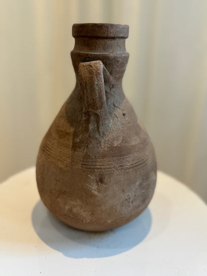 Antique Terracotta Amphora-Style Vessel with Double Handles