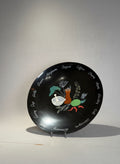 vintage Couroc black resin serving platter herb motif decor