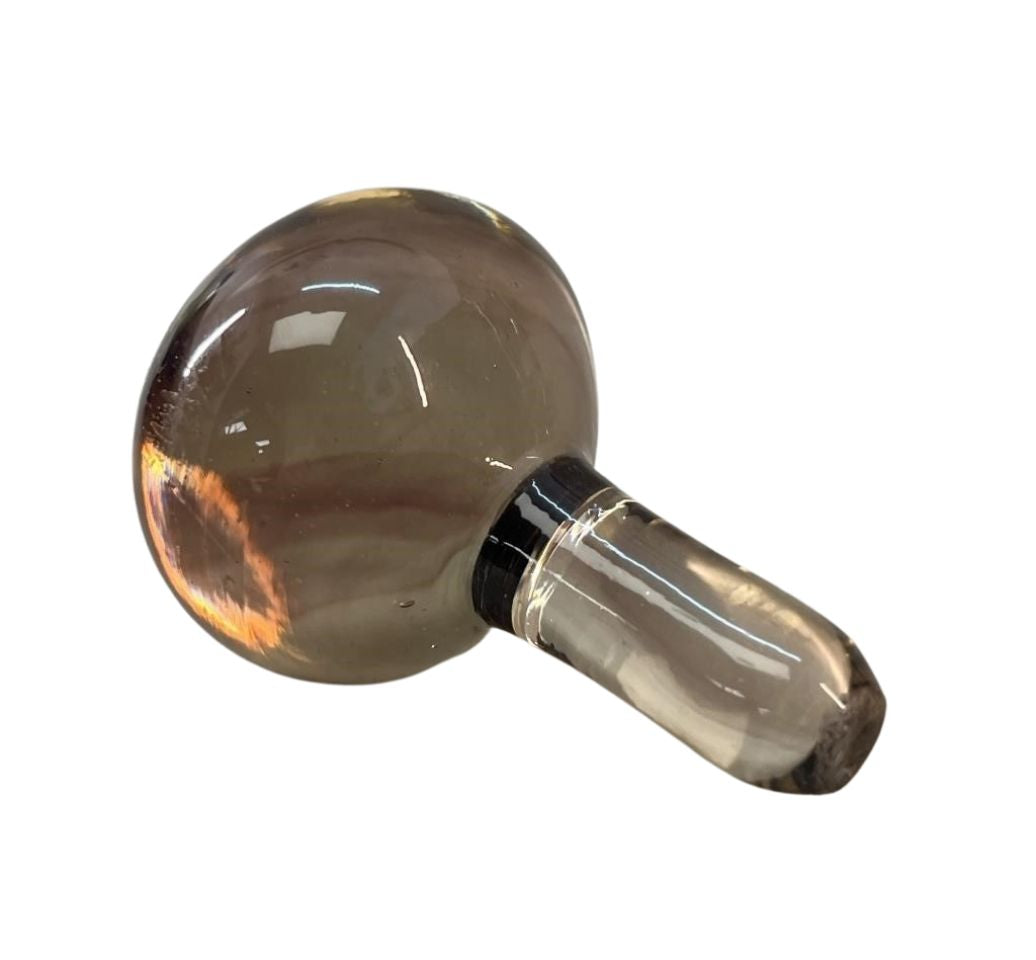 Mid-Century French Hand-Blown Smoke Glass Wine Decanter with Sculptural Handle