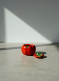 mid century Japanese tomato sugar bowl with lid hand painted ceramic jar