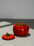 hand painted tomato sugar bowl vintage fruitware ceramic jar kitchen decor