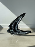 Mid-Century Modern Black Boomerang Ceramic Ashtray / Console Dish with Drip Glaze