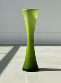 Mid-Century Modern Green Cased Art Glass Hourglass Vase
