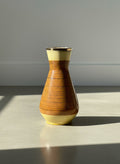 Mid-Century West German Scheurich 1218-25 Pottery Vase in Ochre and Caramel Horizontal Stripe Glaze