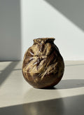 Monumental Handcrafted Studio Pottery Vessel with Earthy Abstract Glaze and Textured Carved Surface