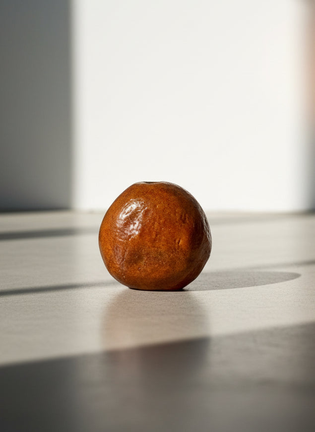 Organic Handcrafted Brown Stoneware Pod Vase with Glossy Earthen Glaze