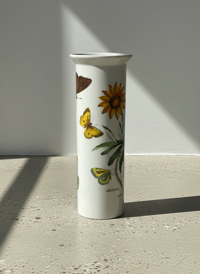 Portmeirion Botanic Garden Tall Cylinder Vase with African Daisy & Butterfly Motif