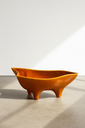 mid century orange tripod ceramic bowl Stanford pottery