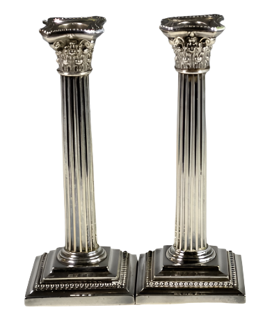 Gorham Neoclassical Corinthian Column Candlesticks for Broadmoor Hotel