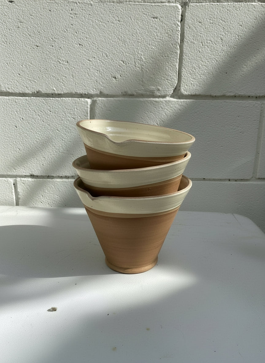 French Handcrafted Terracotta Pots with Cream Glazed Interiors
