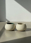 set of 2 textured ceramic bowl planters modern decor