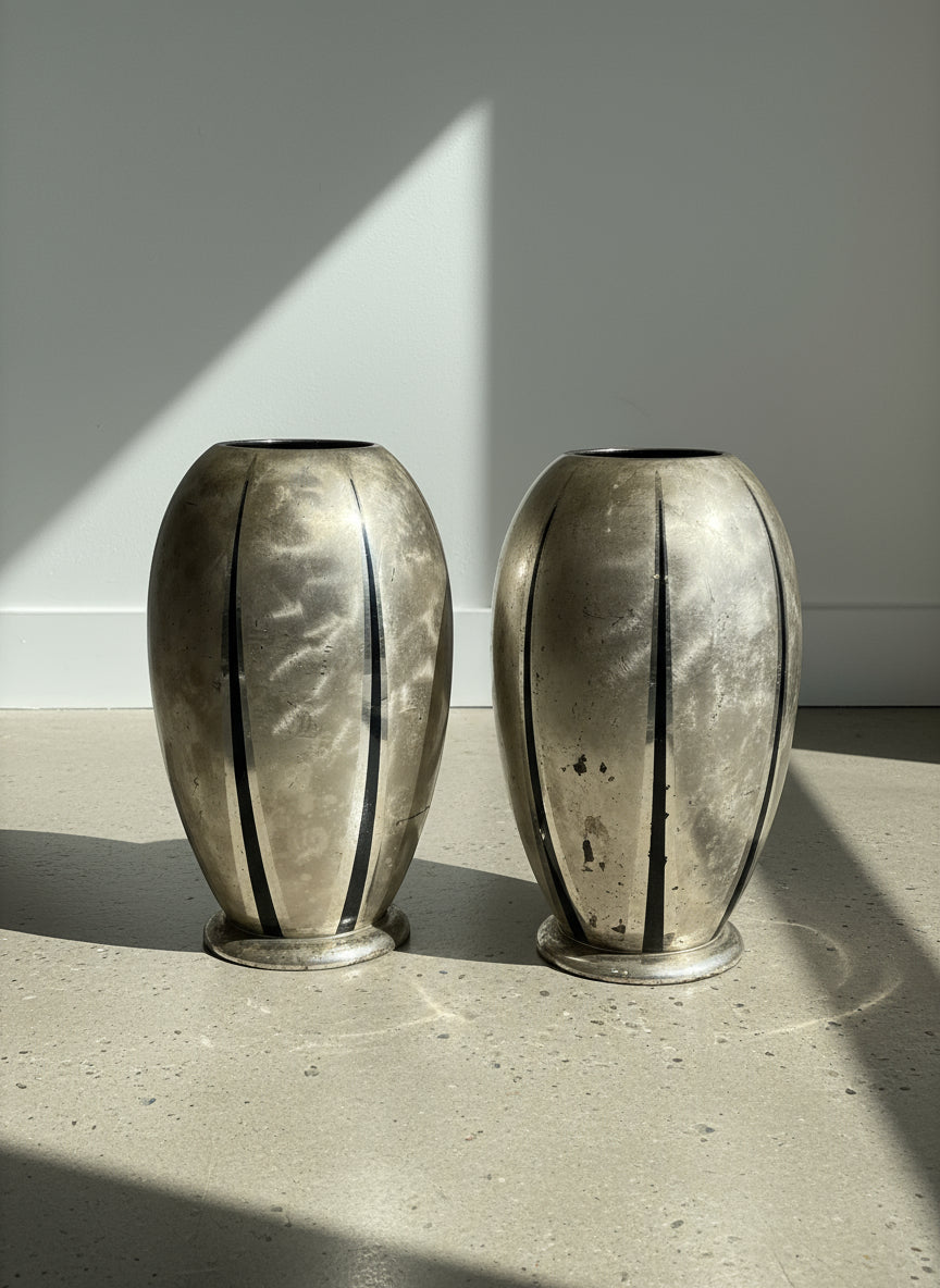 Set of Vintage German Ikora Silver Plated Vase by Wmf (1940's)