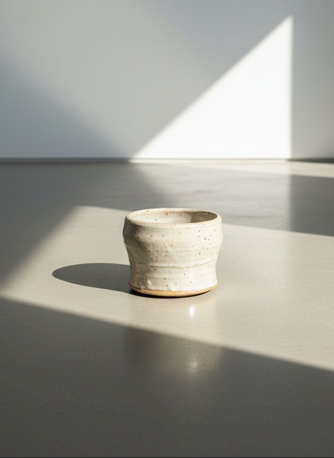 Signed 1966 Studio Pottery Stoneware Tea Bowl with Natural Ash Glaze – Wabi-Sabi Modern Form