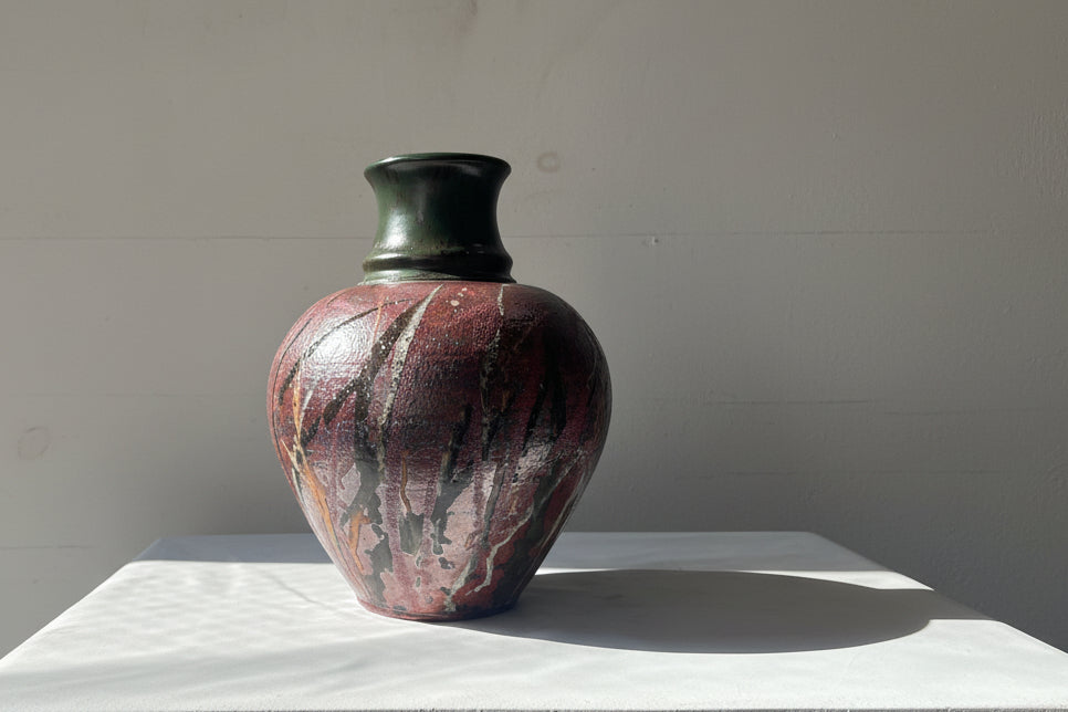 Signed Handcrafted Stoneware Vase with Rich Earthy Glaze