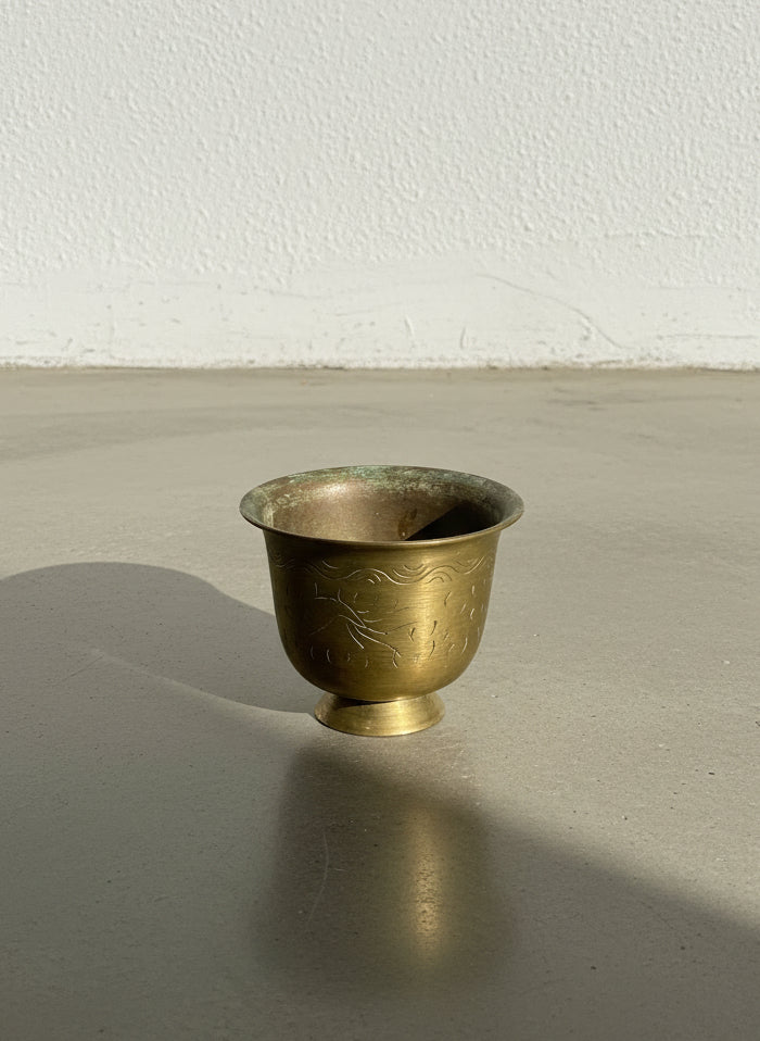 Small Engraved Brass Footed Cup