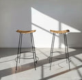Arthur Umanoff Wicker & Iron Bar Stools – Authentic MCM Sculptural Pair
