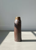 Handmade Stoneware Cylinder Vase with Dark Iron-Oxide Glaze