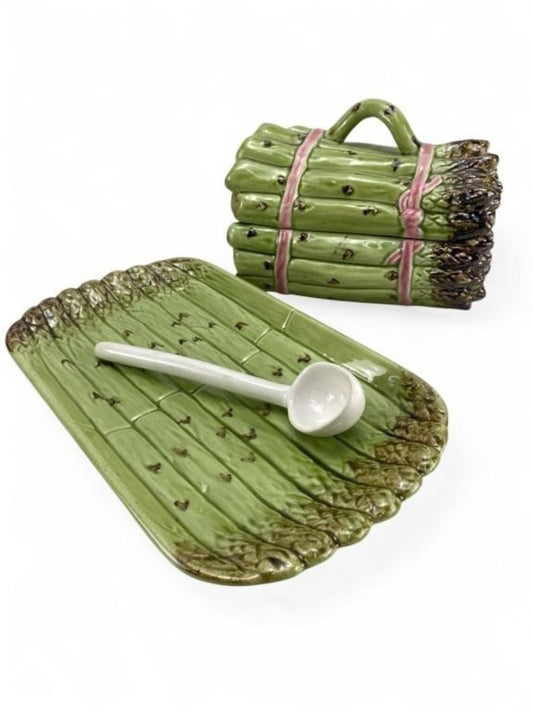 Bordallo Pinheiro Portugal Asparagus Tureen & Tray Set with Ladle