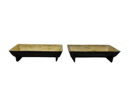 Pair of Antique Cast Iron Industrial Troughs with Firebrick Lining