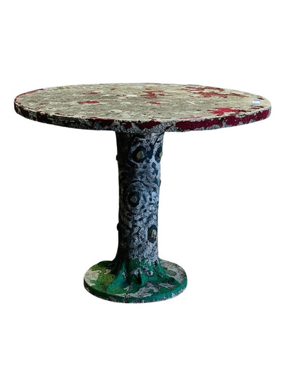 Rare Hand-Painted Faux Bois Concrete Garden Table