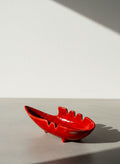 Striking 1961 Handcrafted Red Glazed Sculptural Mid-Century Modern Ceramic Ashtray Signed by A. Snech