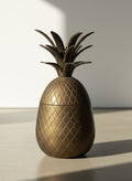 brass pineapple jewelry storage box with lattice engraved design