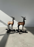 Vintage Cast Iron Deer Stocking Holders with Warm Copper Patina – Set of Two