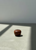 Vintage Hand-Carved Wooden Strawberry Figurine with Starburst Leaf Detail