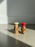 Vintage Hand-Painted Wooden “Salty & Pepper” Figurative Salt & Pepper Shaker Set