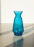 Vintage Italian Handblown Blue Glass Vase with Textured Teardrop Pattern