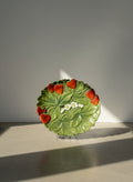 vintage majolica strawberry plate hand painted ceramic Japan 1950s