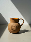 Handcrafted Italian Terra Cotta Sun Face Pitcher – Vintage Folk Art Clay Jug with Embossed Medallion