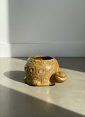 Mid-Century Glazed Ceramic Turtle Planter Pot – Handcrafted Earth-Tone Novelty Vessel