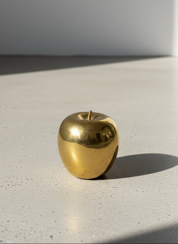 Vintage Mid-Century Solid Brass Apple Paperweight