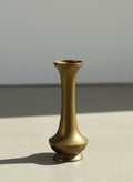 Vintage Mid-Century Solid Brass Bud Vase with Flared Rim and Sculpted Baluster Form