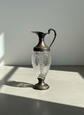 Vintage Murano Hand-Blown Cut Glass and Silver-Plated Claret Jug with Ornate Handle and Fluted Design