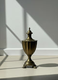 Vintage Neoclassical Brass Lidded Urn with Fluted Body and Paw Feet