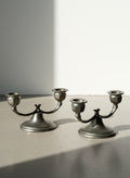 Vintage Pewter Double-Arm Candle Holders – Classic Colonial Pair