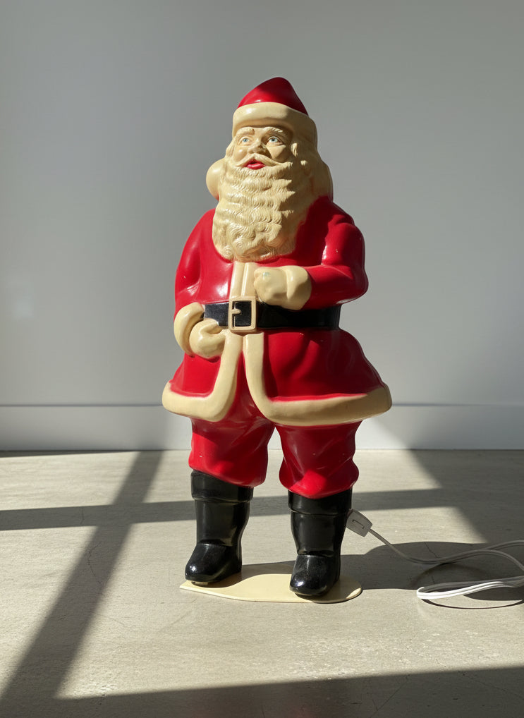 Vintage White Light-Up Santa Claus Blow Mold Holiday Decoration