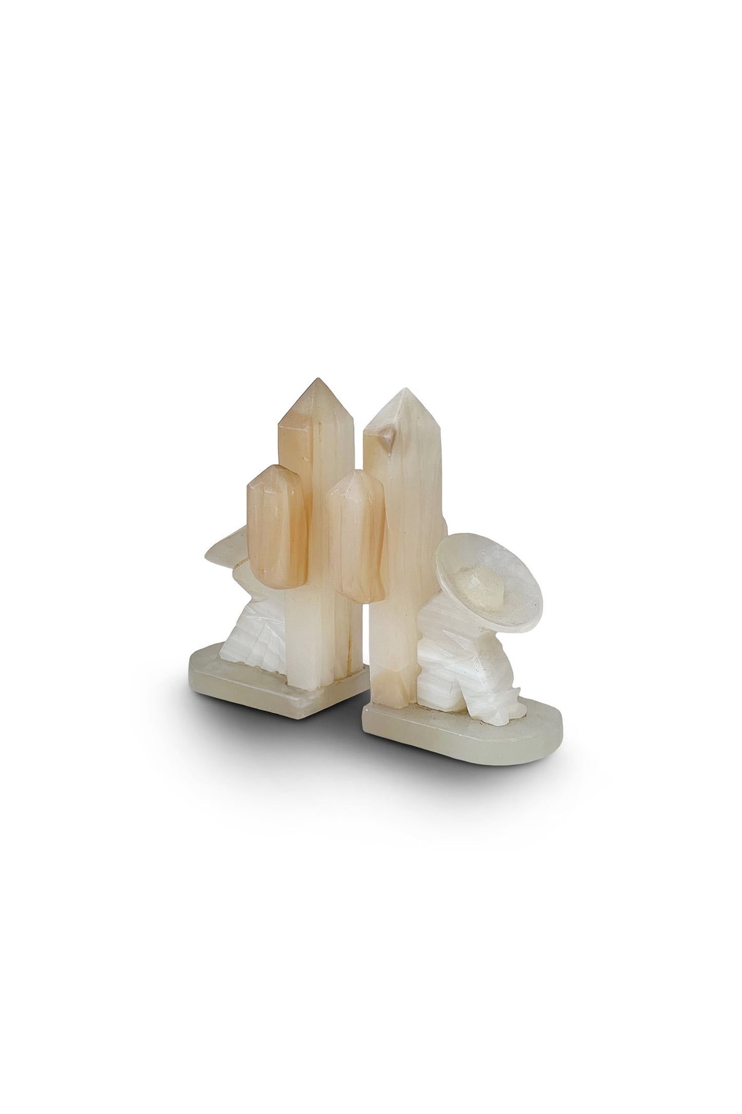 Vintage White Onyx Bookends (1960s)