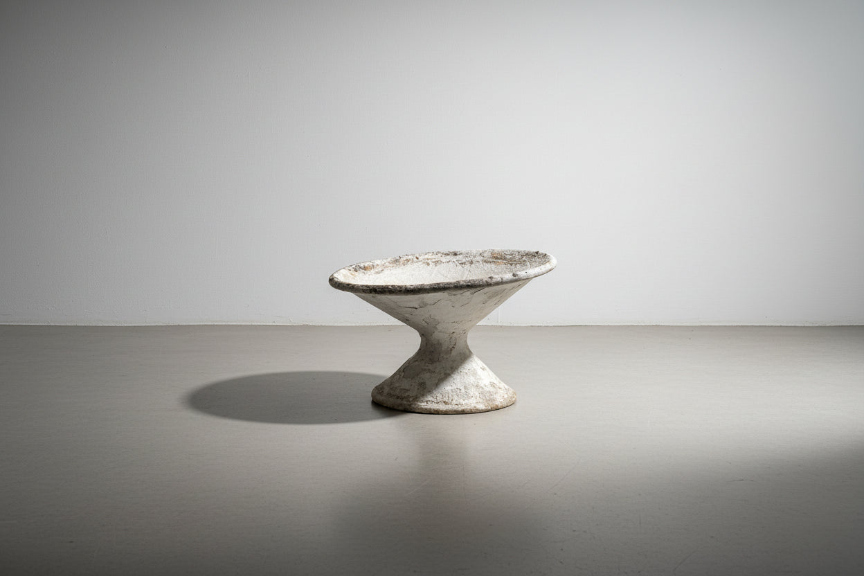 Vintage Willy Guhl Tilt Mid-Century Modern Concrete Planter