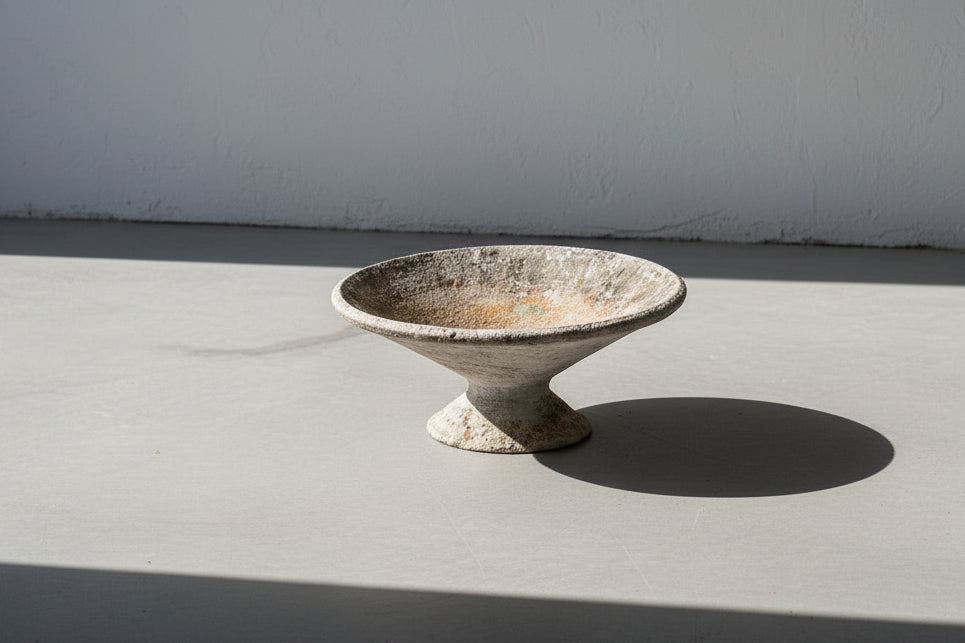 willy guhl tilt bowl planter concrete pedestal garden design