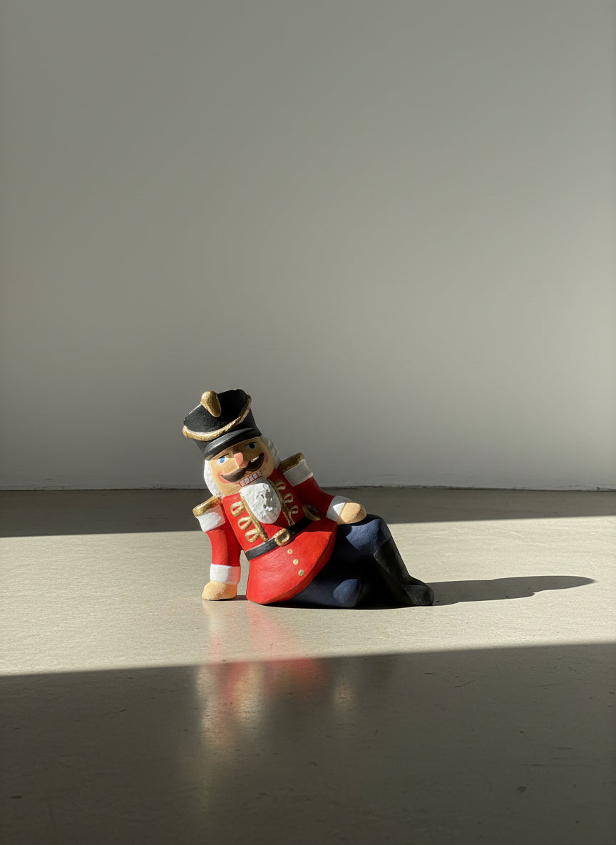 Whimsical Hand-Painted Reclining Nutcracker Soldier Holiday Figurine