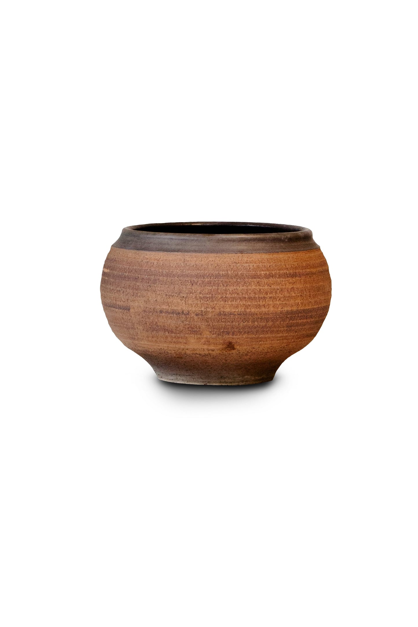 Mid Century Ribbed Rich Brown Stoneware Pot by Bob Kinzie