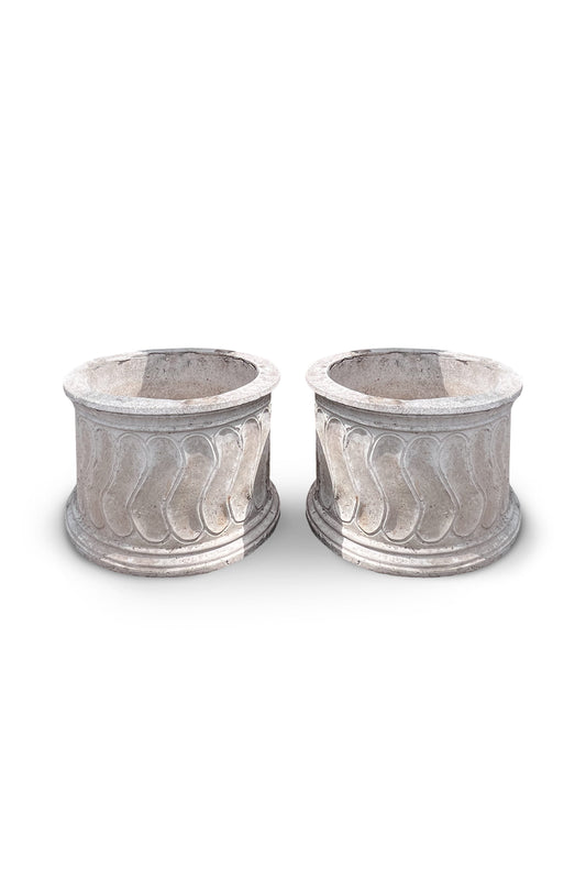 Vintage Round Roman Style Swirl Planter (Set of 2)